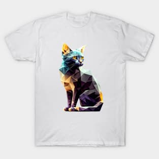 Geometric Cat No. 1: Light Background (on a no fill background) T-Shirt